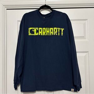 Carhartt Original Fit Logo‎ Long Sleeve T-Shirt In Navy Size Large VGUC
